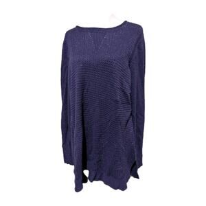 Simply Vera Vera Wang Womens Purple Metallic Rib Knit Pullover Sweater Size XL